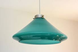 Vintage Turquoise Glass Pendant Light