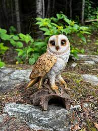 Buy Barn Owl Figurine On Tree Stump