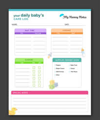 Baby Care Print Log For Nannies And Parents Creating A