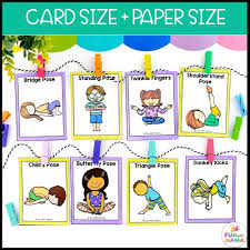 yoga cards for kids in color bw fun