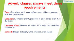 There are different kinds of adverb clauses: Ssc Exams Adverb Clause In Hindi Offered By Unacademy