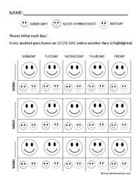 Behavior Chart For Pre K Kindergarten First Grade Smiley Faces