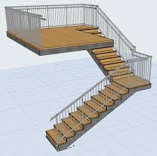Example of winder stairs with a simple handrail supported by three. About The Railing Tool