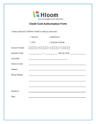 Credit Card Authorization Forms Hloom