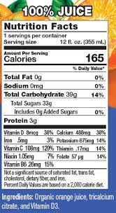 12 oz organic orange juice with calcium