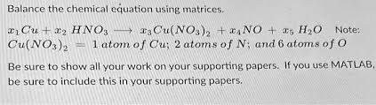 Using Matrices Cu 2hno3 Cu No3