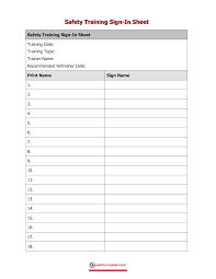 Best Photos Of Training Sign In Sheet Template Safety Sign