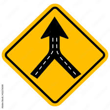 warning sign two way road merge
