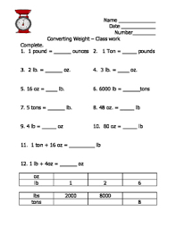 Customary Measurements Ounces Pounds Worksheets Teaching