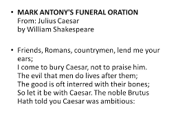Julius Caesar - the speeches of Antony and Brutus