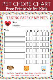 Free Printable Pet Responsibility Chart For Kids Charts