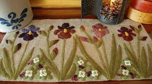 wool applique pattern irises in the