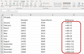 display formulas in excel