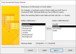 using the find unmatched query wizard