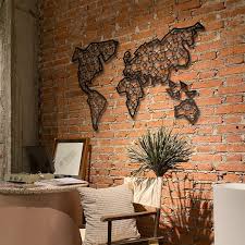 Metal World Map Wall Decoration Ideas