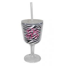 acrylic wine glass with lid straw