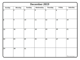 December 2019 Calendar Free Printable Monthly Calendars