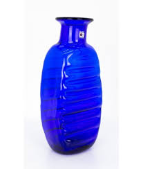 Mid Century Blue Glass Vase