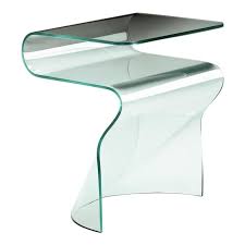 wavy glass side table casted in one