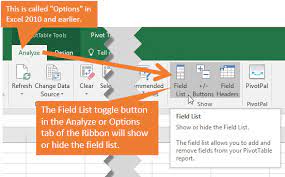 pivot table field list missing how to