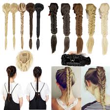 Then separate the ponytail into two sections. Drawstring Ponytail Fishtail Braid Extensions Plaited Claw Ponytail Hairpiece Yj Ebay