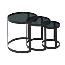 Corra Black Glass Nest Of 3 Tables