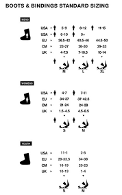 Snowboard Boot Size Chart Size Chart Sturtevants