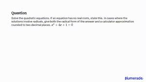 Solved Solve The Quadratic Equations