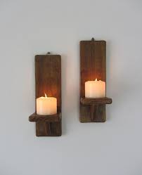 Pair Of Rustic Wood Wall Sconces Led