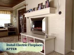It's made out of pallets! Install An Electric Fireplace With Custom Built Mantel And Hearth Hgtv