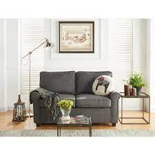 Dwell Home Inc Addison 57 In Grey Solid Polyester 2 Seat Twin Sofa Bed With Memory Foam Sleeper