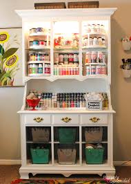 craft storage center from an old hutch