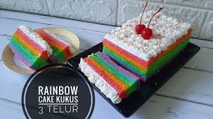 Rainbow cake saat ini banyak dijual di toko toko kue, dengan harga yang cukup mahal. Resep Rainbow Cake Kukus 3 Telur Enak Lembut Youtube