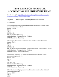 Test Bank For Financial Accounting 3rd Edition By Kemp By