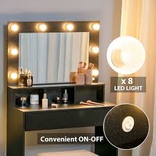 costway dressing table set with led