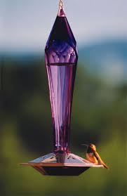 blown glass hummingbird feeder