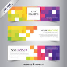 Banners Template With Colorful Pixels Vector Free Download