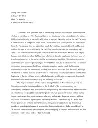 sample new criticism essay  marry jane student 25 2010 greg christensen carver new criticism essay ldquocathedralrdquo by raymond carver is a short story from the pulitzer prize