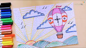 Dạy bé vẽ Khinh khí cầu Sáng tạo và Ấn tượng với Bút Dạ - YouTube