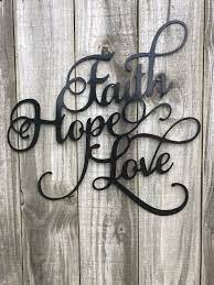 Faith Hope Love Word Art Metal Wall