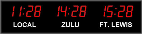 3 Zone Digital Wall Clock Time Zone