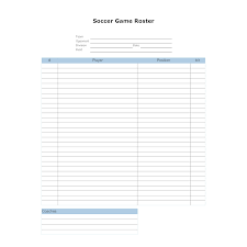 Soccer Game Roster Template Teplates For Every Day