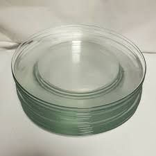 Glass Plates Set Clear Round Dinner