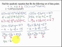 Quadratic Function Given Data Points