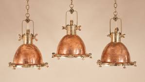 Set Of Vintage Copper And Brass Maritime Or Nautical Pendant Lights Fair Trade Antiques