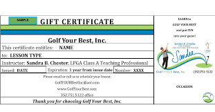 gift certificate sle golf your