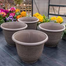 Four Taupe Shaded Planters 30cm