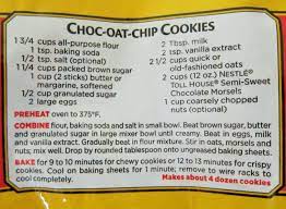Nestle Toll House Milk Chocolate Chip Oatmeal Cookie Recipe gambar png