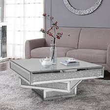 Modern Glam Mirrored Glass Coffee Table