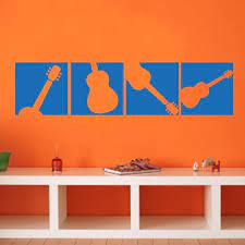 Guitar Silhouette Wall Decal Set Of 4